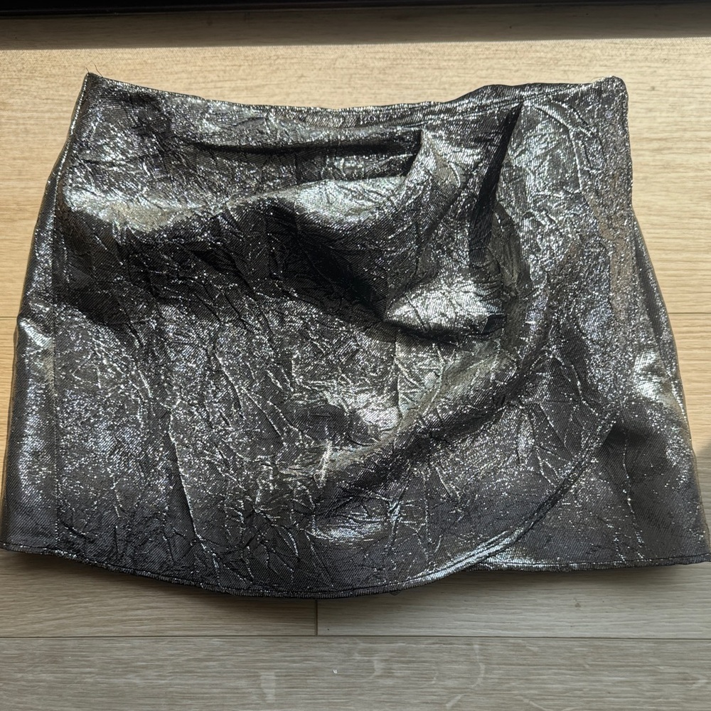 Zara Shimmering Silver Pencil Skirt